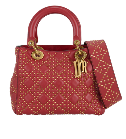 Medium Supple Lady Dior, &pound;2,200, Handbags, Red, Leather, Front view